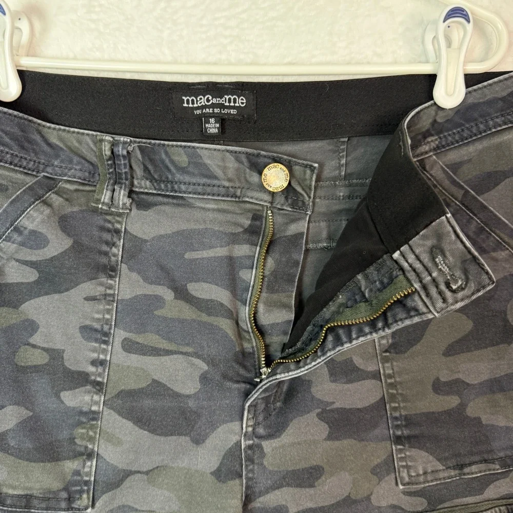Mac and Me Camo Cargo Pants Jogger Style Ankle‎ Elastic Waist Pockets Sie 16